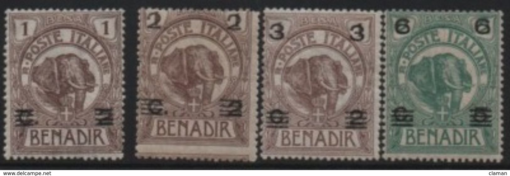 Somalia (Italian-Italienne) 1923 Elephant-Lion Head/Tête De Eléphant-Lion / Overprinted/Surchargés C/BESA/RUPIA * - Somalia