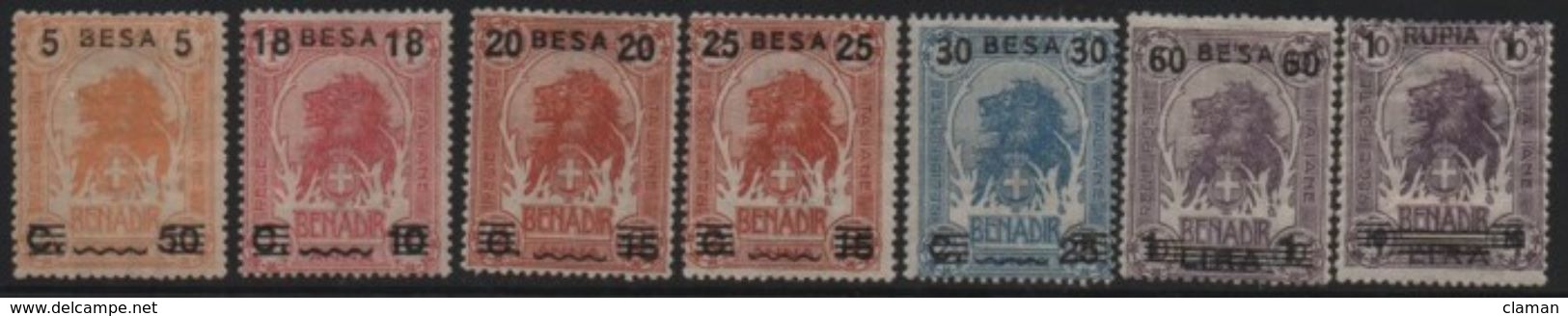 Somalia (Italian-Italienne) 1923 Elephant-Lion Head/Tête De Eléphant-Lion / Overprinted/Surchargés C/BESA/RUPIA * - Somalia