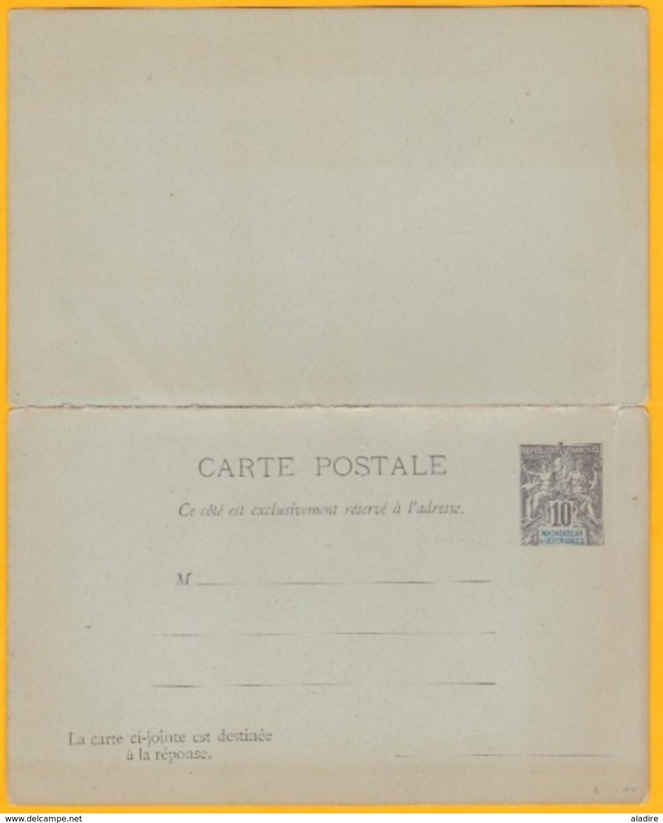 1900 - Entier Postal Carte Et Sa Réponse Payée - Non Utilisées -- 10 C Noir  Groupe - Surcharge Bleue - Lettres & Documents
