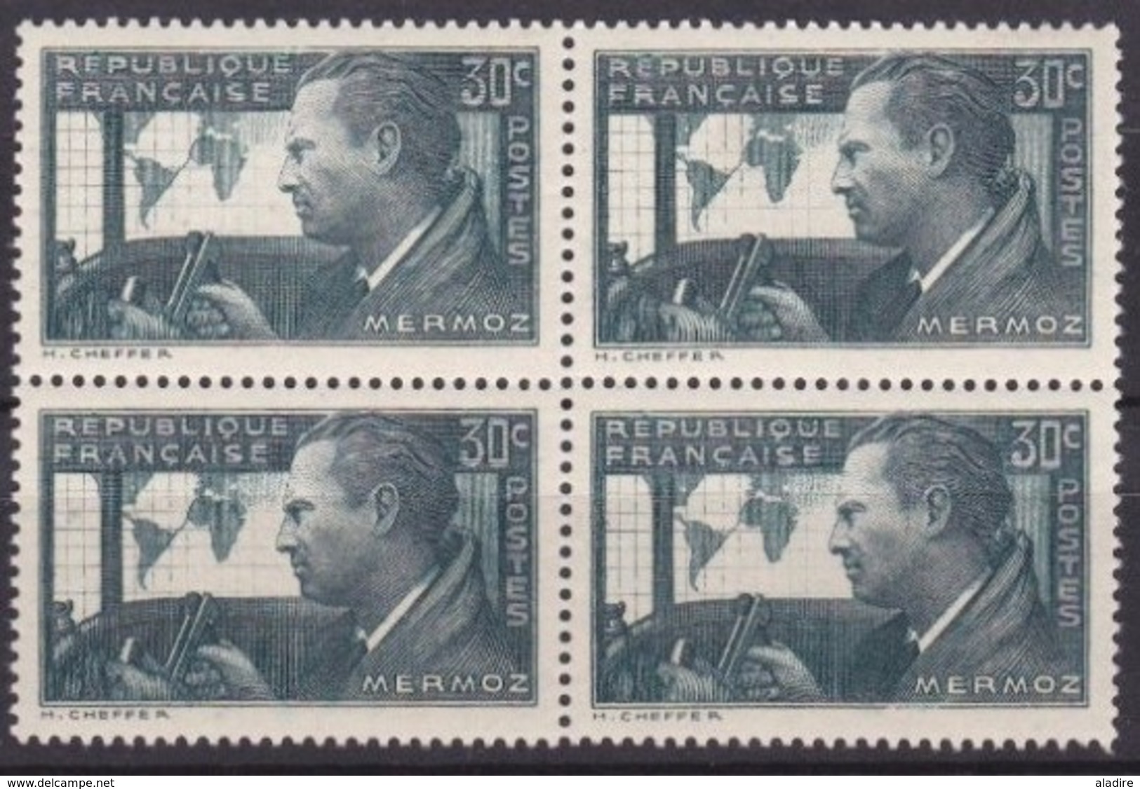 1937 - France - JEAN MERMOZ - 30 Centimes Vert - YT 337 - Bloc De 4 -  ++ MNH Scans Recto Et Verso - Vrac (max 999 Timbres)