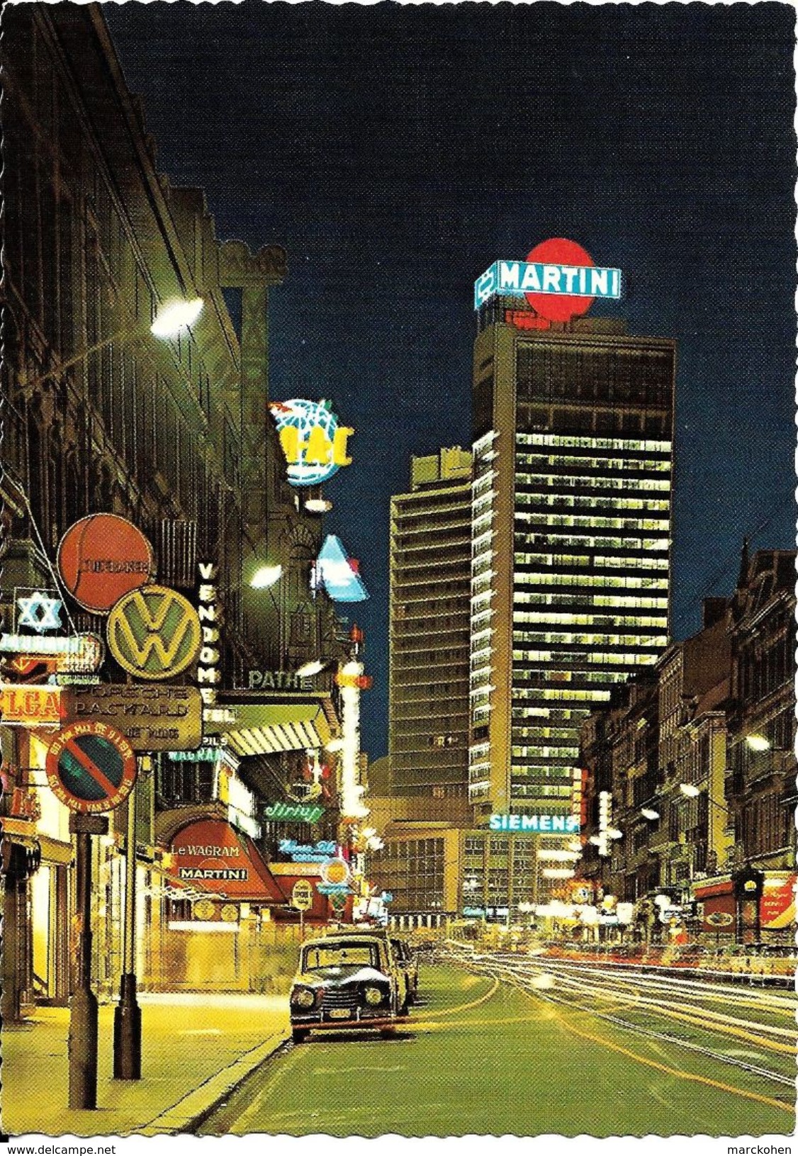 BRUXELLES (1000) : Vue Nocturne Du Boulevard Adolphe Max, Avec La Tour Martini En Perspective. CPSM. - Bruxelles La Nuit