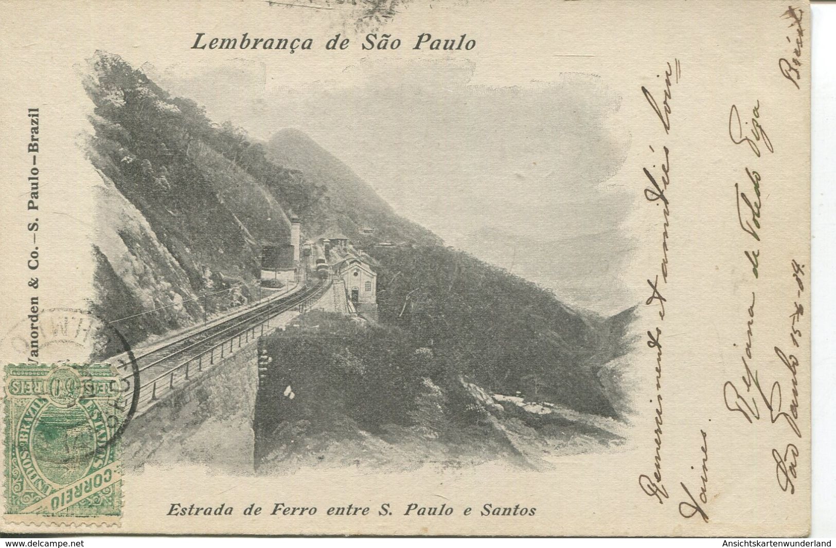 Lembranca De Sao Paulo - Estrada De Ferro Entre S. Paulo E Santos 1904 (002702) - São Paulo