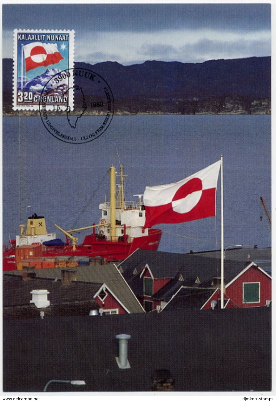 GREENLAND 1989 Internal Autonomy 3.20 Kr.on Maximum Card.  Michel 195 - Maximumkarten (MC)