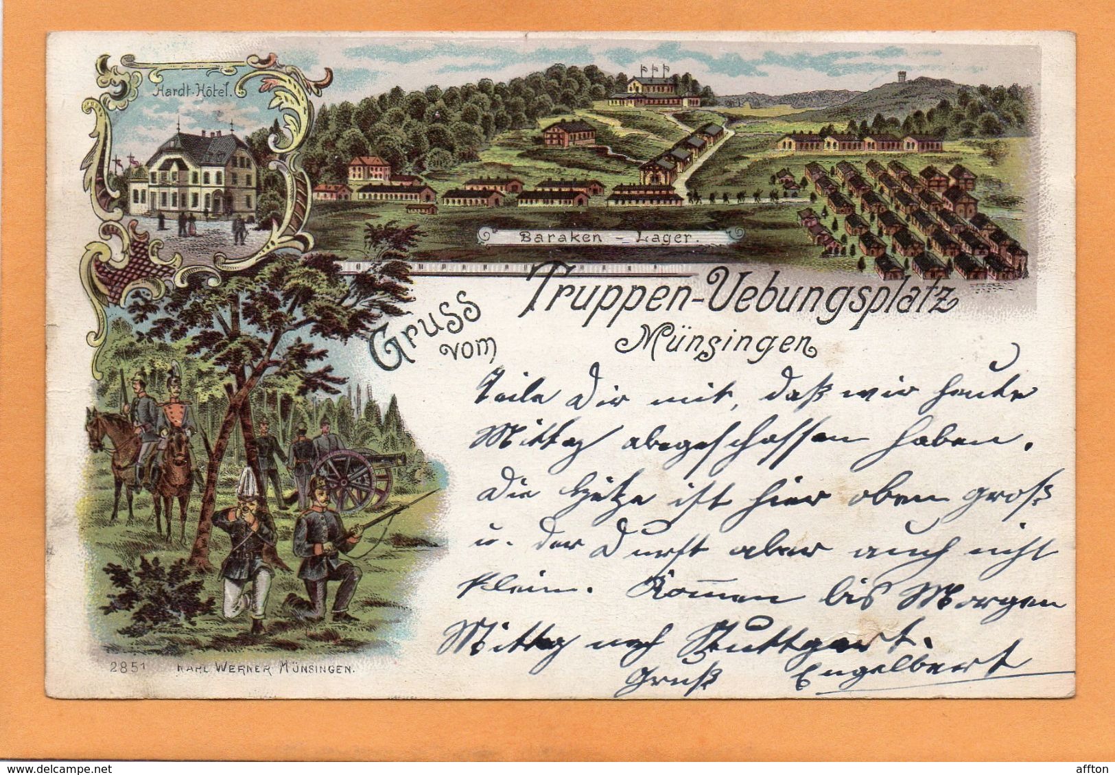 Gruss Aus Munsingen Germany 1897 Postcard - Münsingen