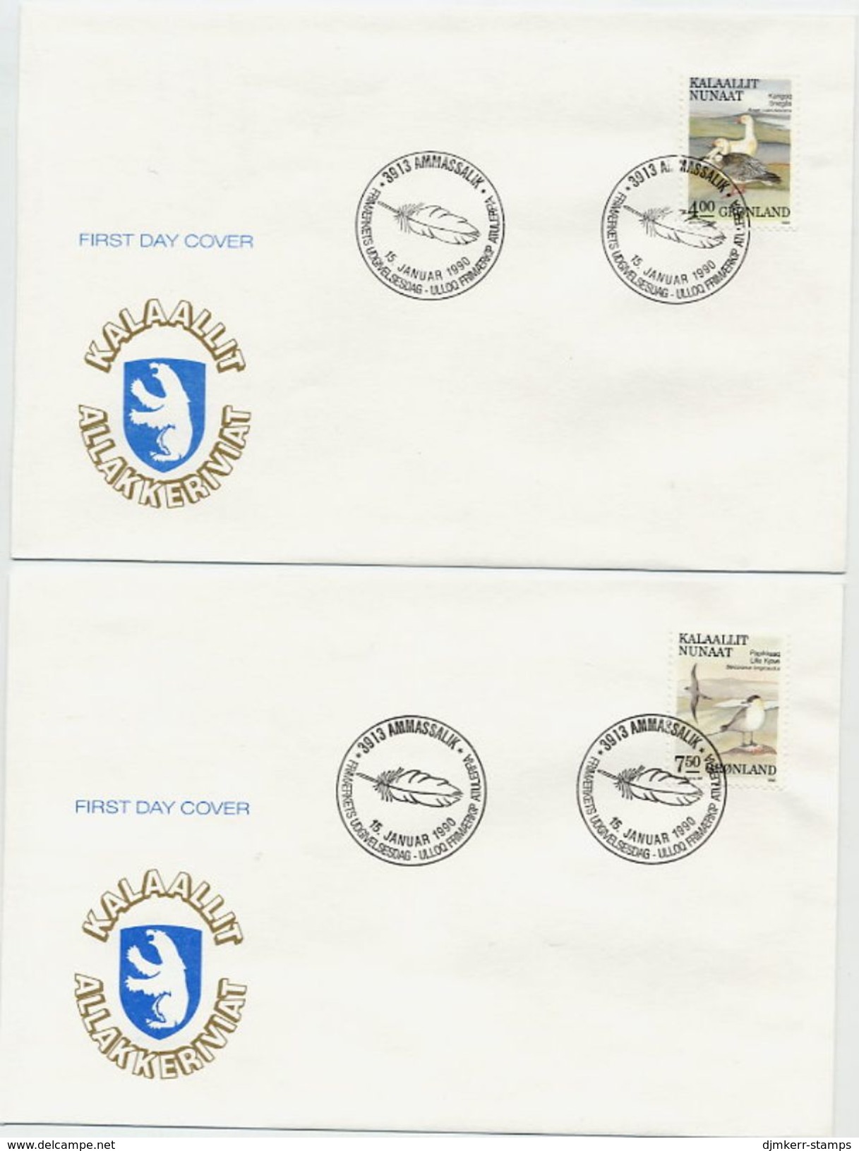 GREENLAND 1990 Birds IV On FDCs .  Michel  199-200 - FDC