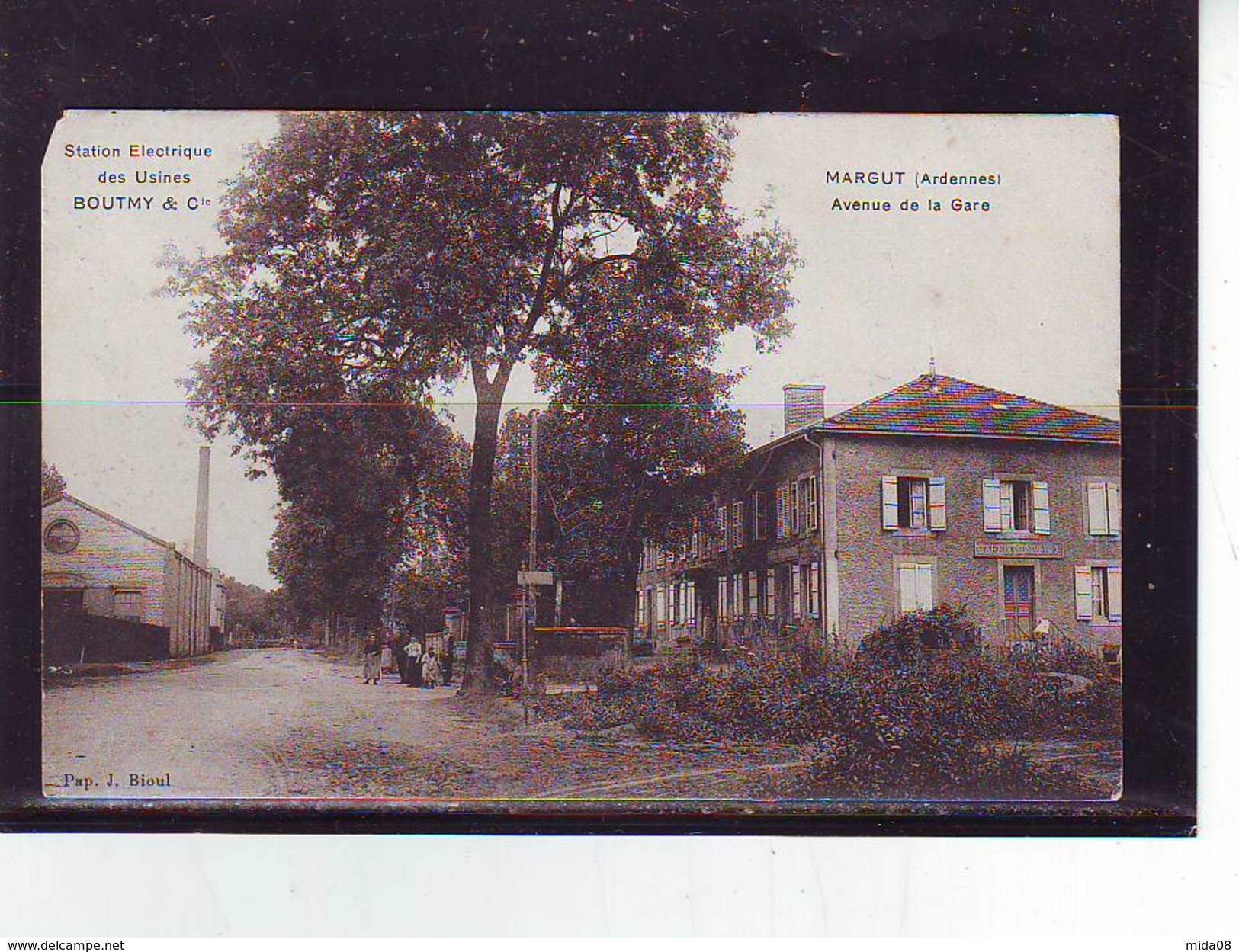 08. MARGUT . AVENUE DE LA GARE . ANIMEE . Publicite STATION ELECTRIQUE DES USINES BOUTMY & Cie . Editeur BIOUL - Other & Unclassified