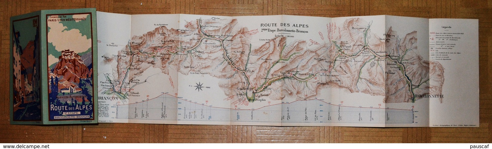 Carte Routière PLM Ancien Chemins De Fer Auto Voiture Alpes Barcelonnette Briançon Hautes-Alpes Paris-Lyon-Méditerranée - Cartes Routières