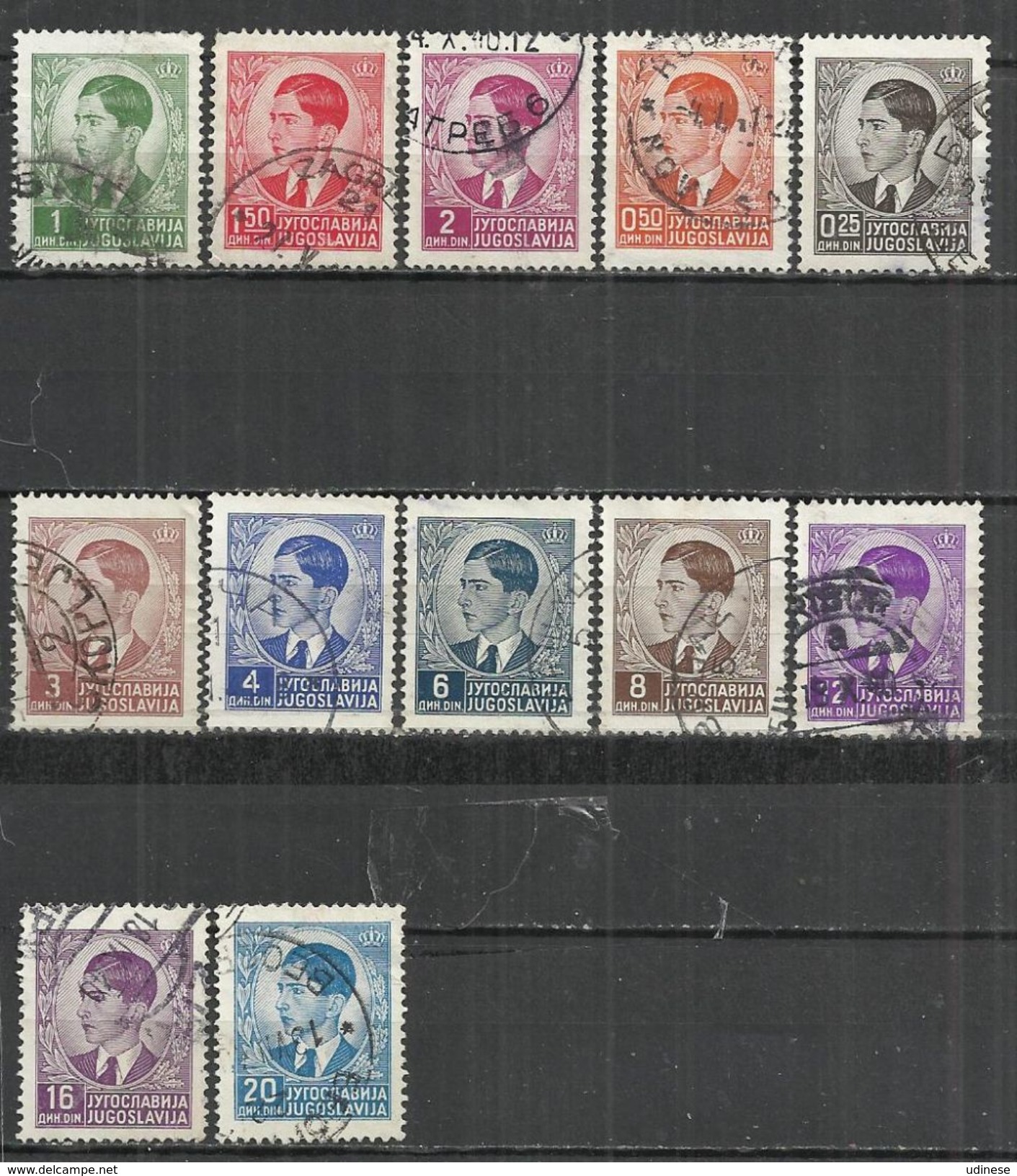 YUGOSLAVIA 1939-1940 - KING PETER II - LOT OF 12 DIFFERENT - USED OBLITERE GESTEMPELT USADO - Oblitérés