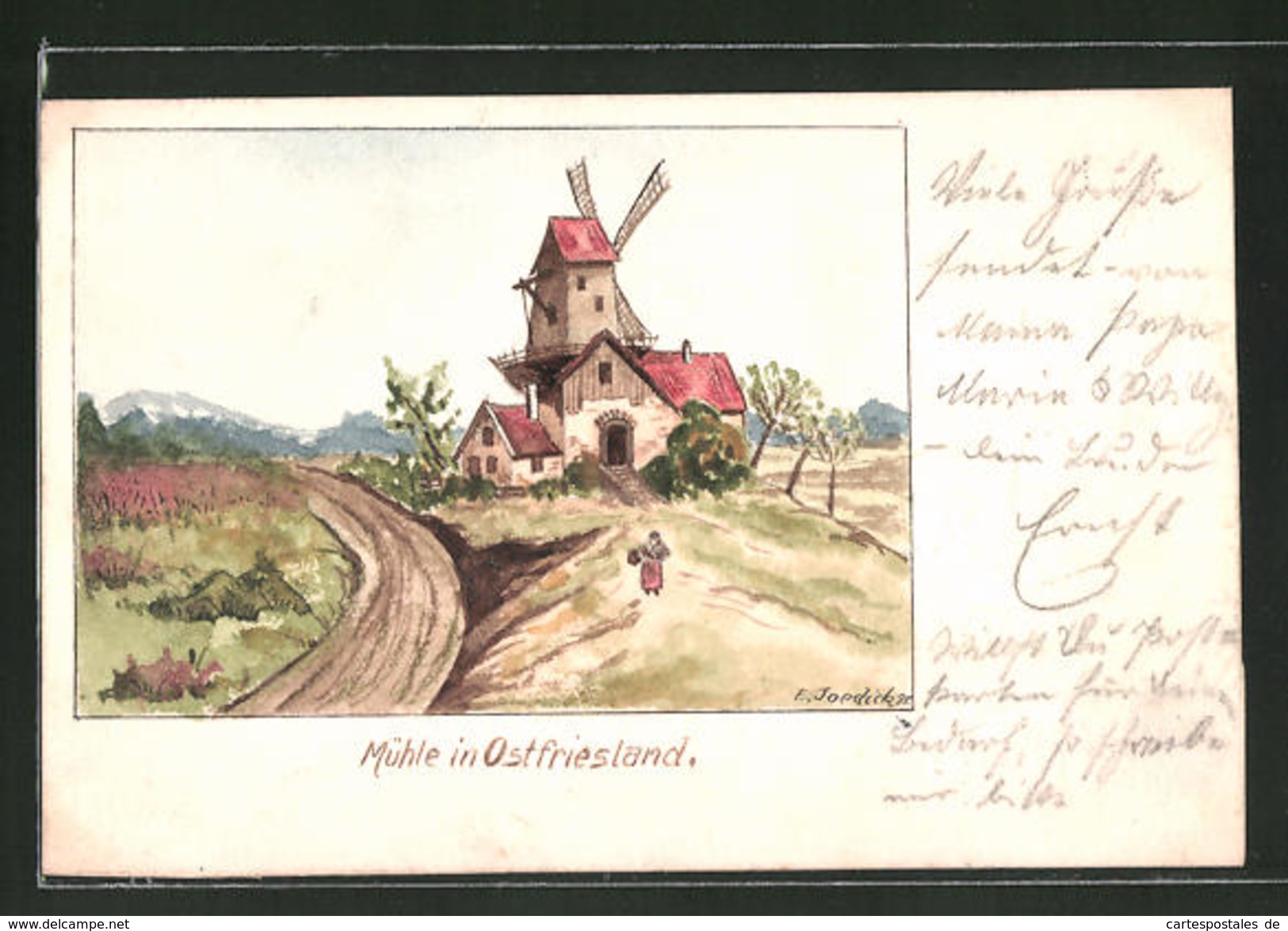 CPA Illustrateur Handgemalt: Mühle In Ostfriesland - 1900-1949