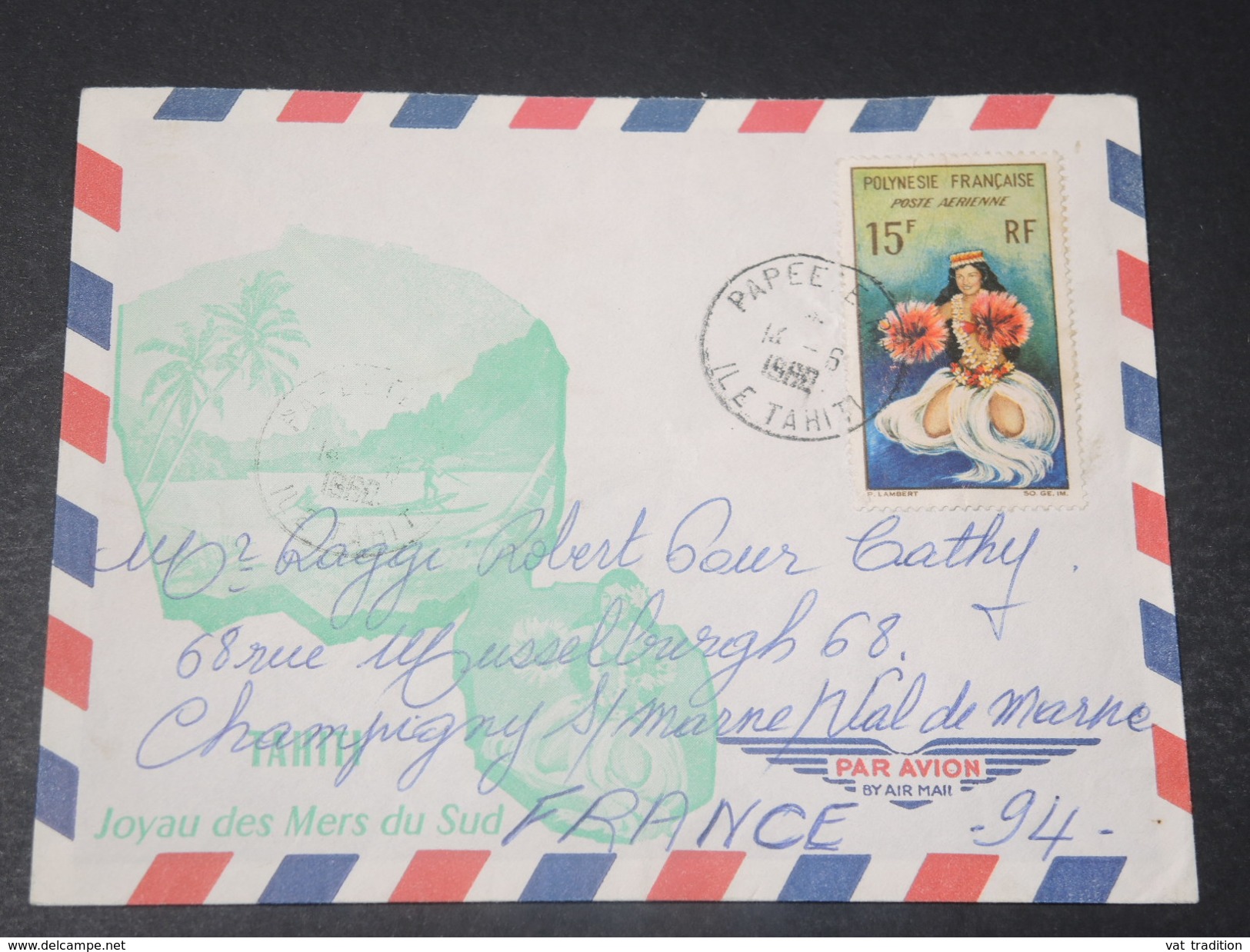 POLYNÉSIE - Enveloppe Illustrée De Papeete Pour La France En 1960 , Affranchissement Plaisant - L 10684 - Storia Postale