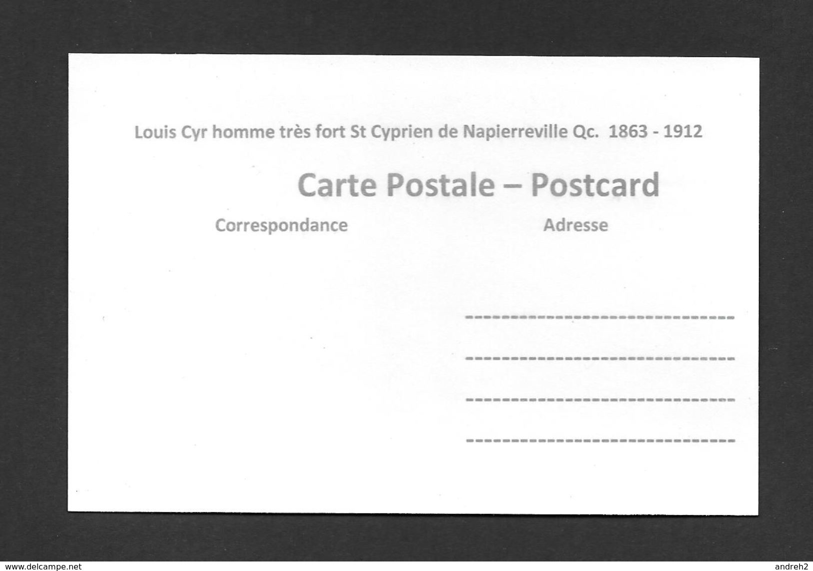 SPORTS - HALTÉROPHILIE - LOUIS CYR - ST CYPRIEN DE NAPIERVILLE QC. - (1863 - 1912) - HOMME FORT - Pesistica