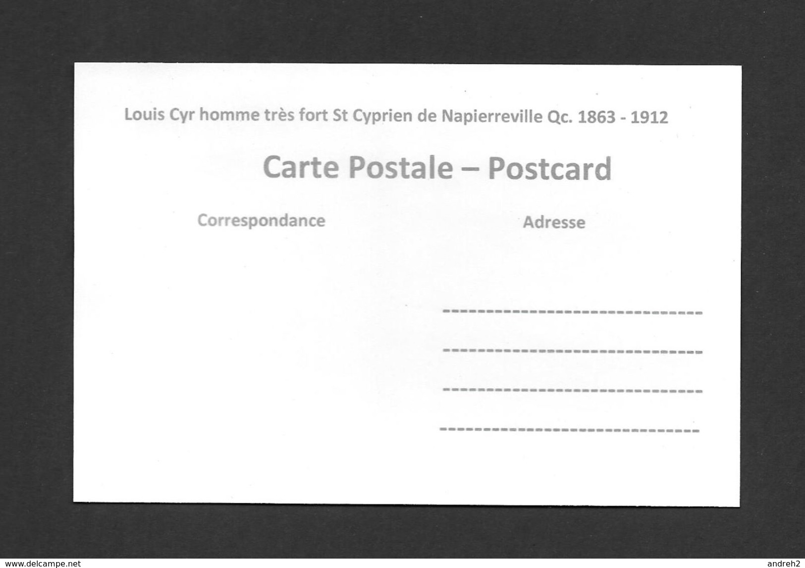 SPORTS - HALTÉROPHILIE - LOUIS CYR - ST CYPRIEN DE NAPIERVILLE QC. - (1863 - 1912) - HOMME FORT - Pesistica