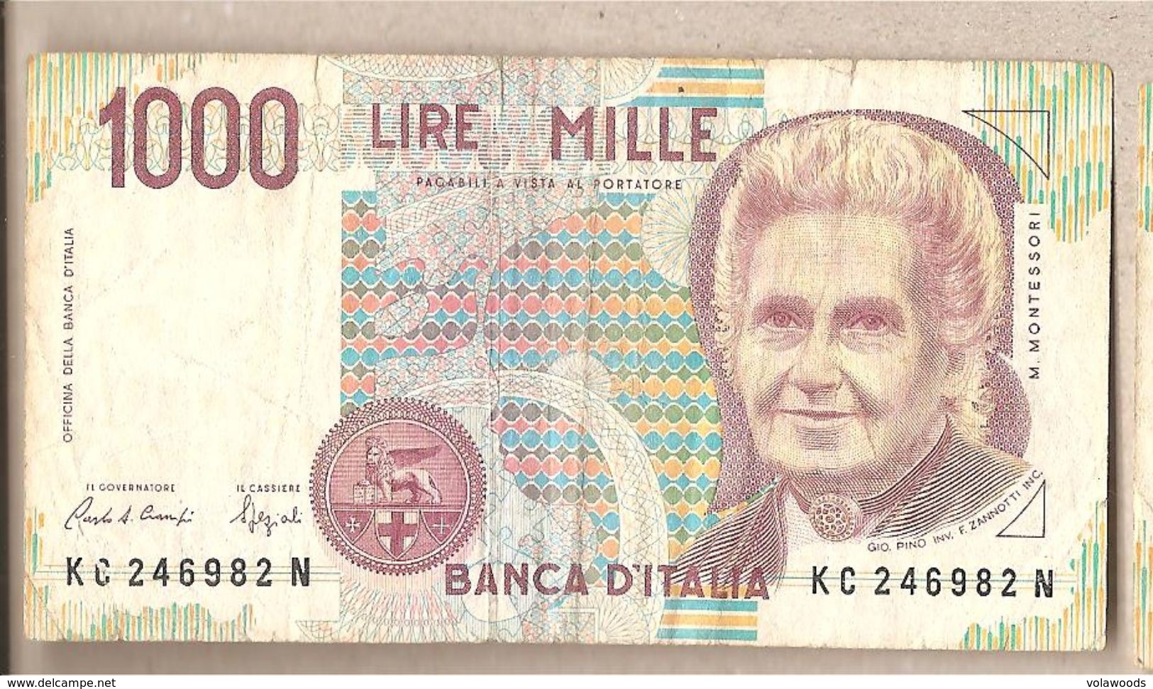 Italia - Banconota Circolata Da 1000£ "Montessori" - 1993 "Lettera C" - 1000 Lire