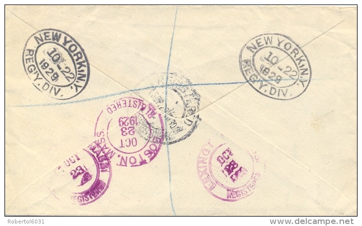 South Africa 1929 Registered Air Mail Cover To USA With 3 D. Groote Schuur + 4 D. Kraal + Air Mail Stamp 4 D. Biplane - Posta Aerea