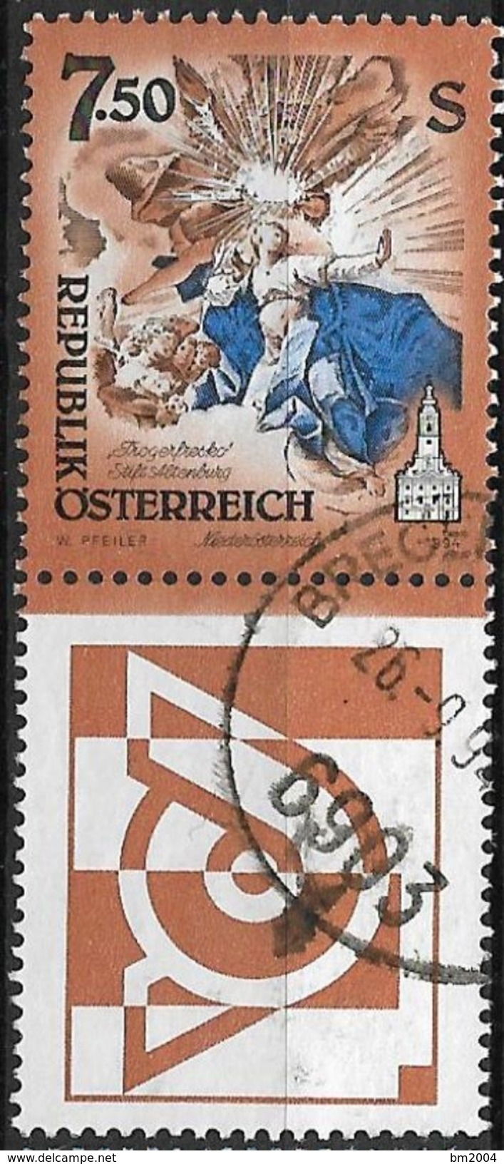 1994 Austria Österreich  Mi. 2124 SF Used  Die Apokalypse (Detail); Kuppelfresko Von Paul Troger (1698-1772) Im Stift Al - Oblitérés