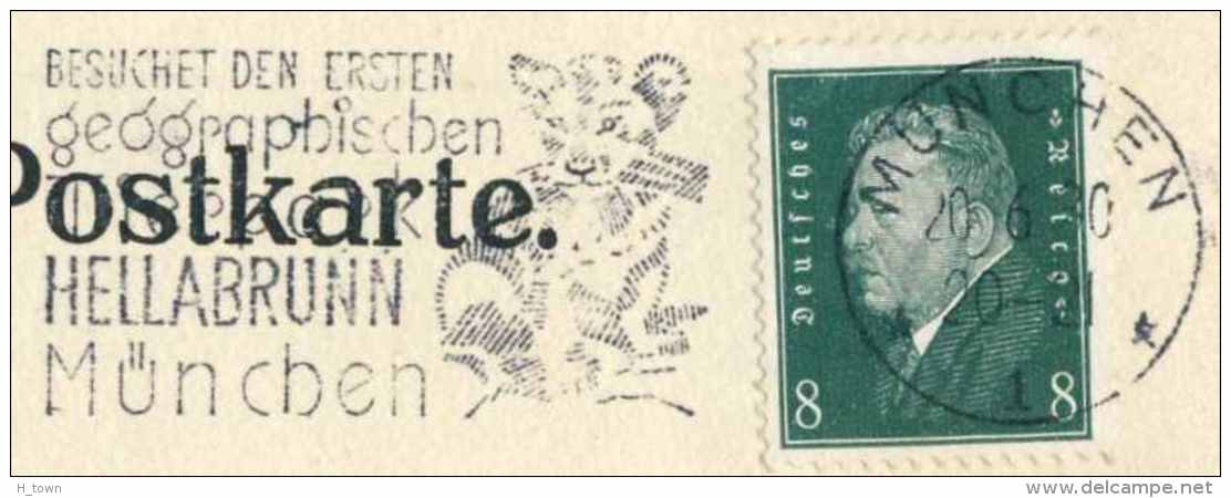 728  Zoo Munich, Lion: Flamme D'Allemagne, 1930 -  Zoo Slogan Cancel From Munich, Germany - Felinos