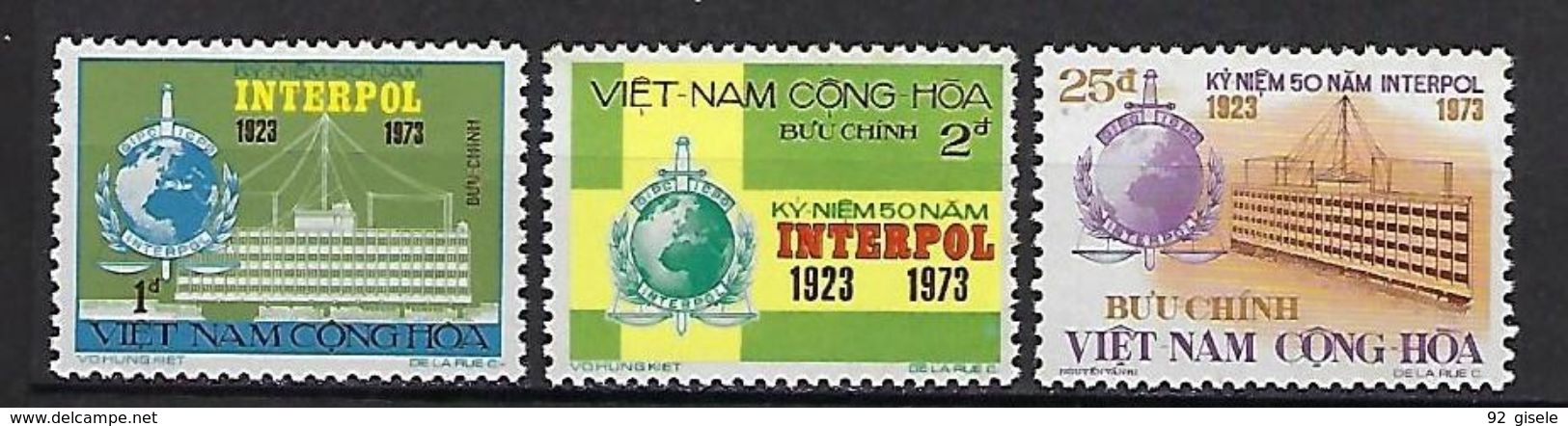 Viet-Sud YT 455 à 457 " Interpol " 1973 Neuf** MNH - Vietnam