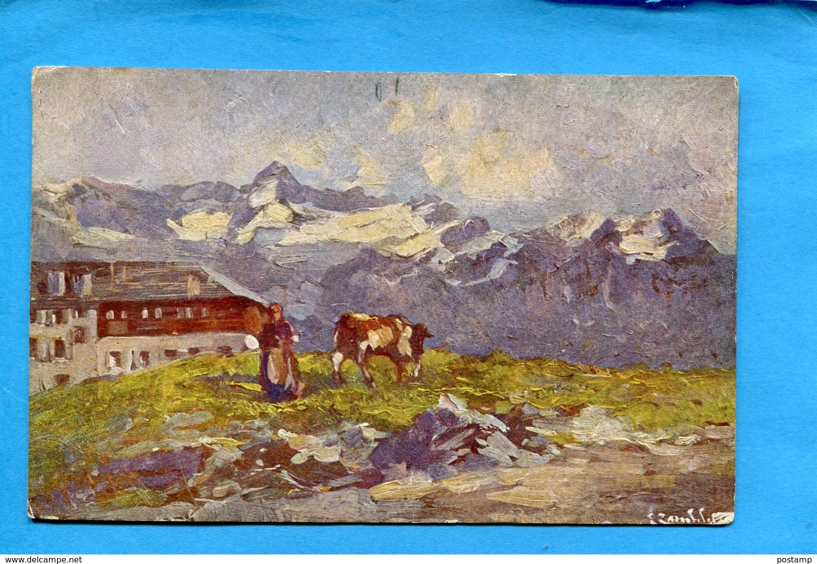 Illustrateur-ZAMBELETTI-Italie---alpage -zermatt-riffelberg-années 1900-10 - Autres & Non Classés