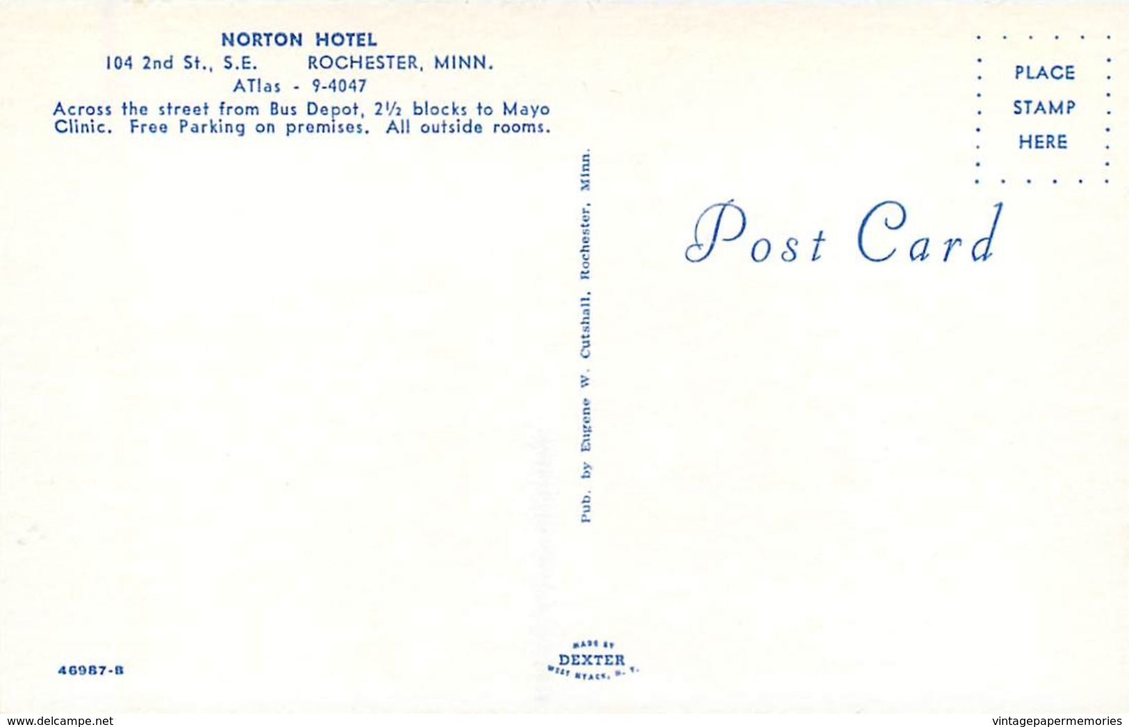 275887-Minnesota, Rochester, Norton Hotel, Eugene W. Cutshall By Dexter Press No 46987-B - Rochester