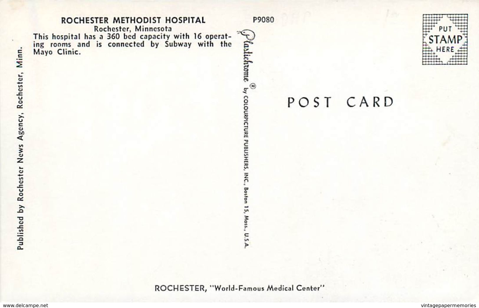 275917-Minnesota, Rochester, Methodist Hospital, Colourpicture No P9080 - Rochester