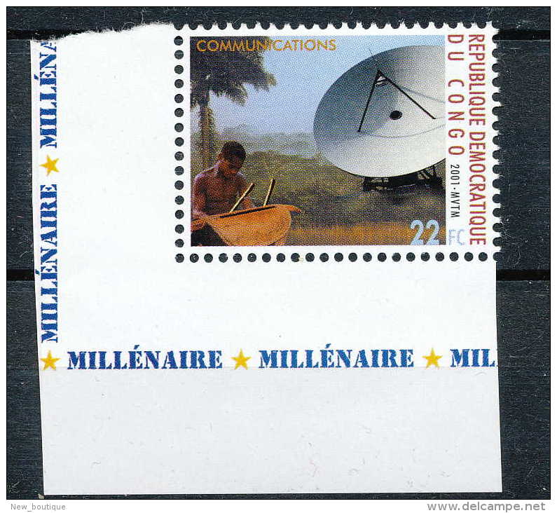 NB- RD CONGO 2001 - N° 1904, Antenne Satellite Et Tam Tam, Télécommunications.SNC. - Télécom