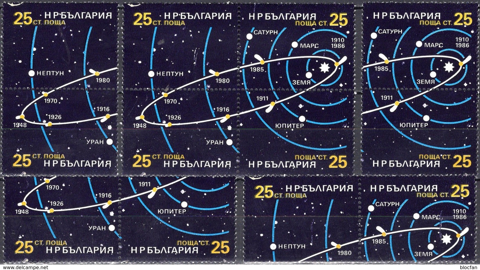 Comet Halley 1986 Bulgarien 3454/7,4ZD,VB+Block 162 ** 11€ Satellit Planeten S/s Blocs Space Se-tenants Bf Bulgaria - Collections, Lots & Series