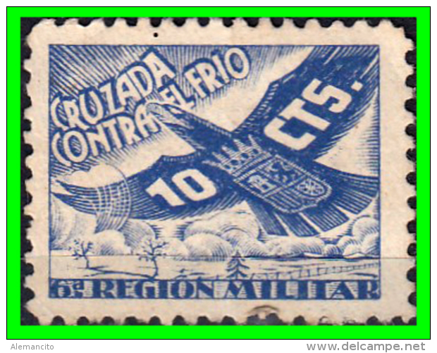 ESPAÑA SELLO CRUZADA CONTRA EL FRIO 10 CTS  6&ordf; REGION MILITAR. - Impuestos De Guerra