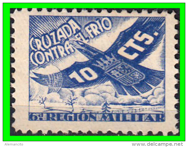 ESPAÑA SELLO CRUZADA CONTRA EL FRIO 10 CTS  6&ordf; REGION MILITAR. - Impuestos De Guerra