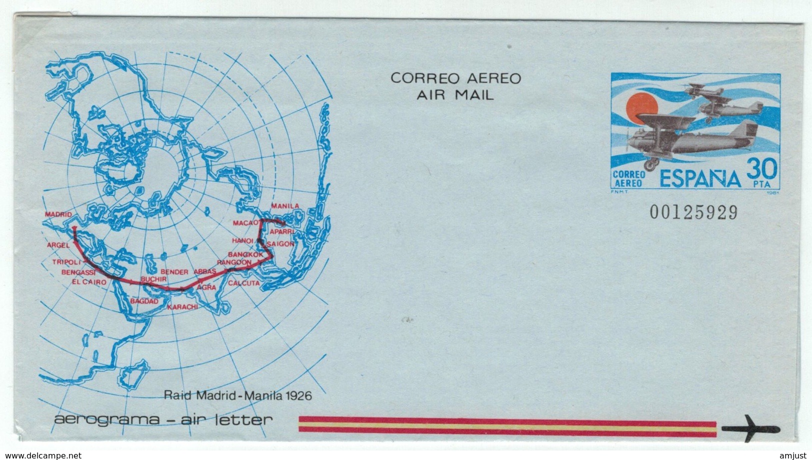 Espagne // Espana //  Entier Postal Neuf De La Poste Aérienne (aerograma) - 1931-....