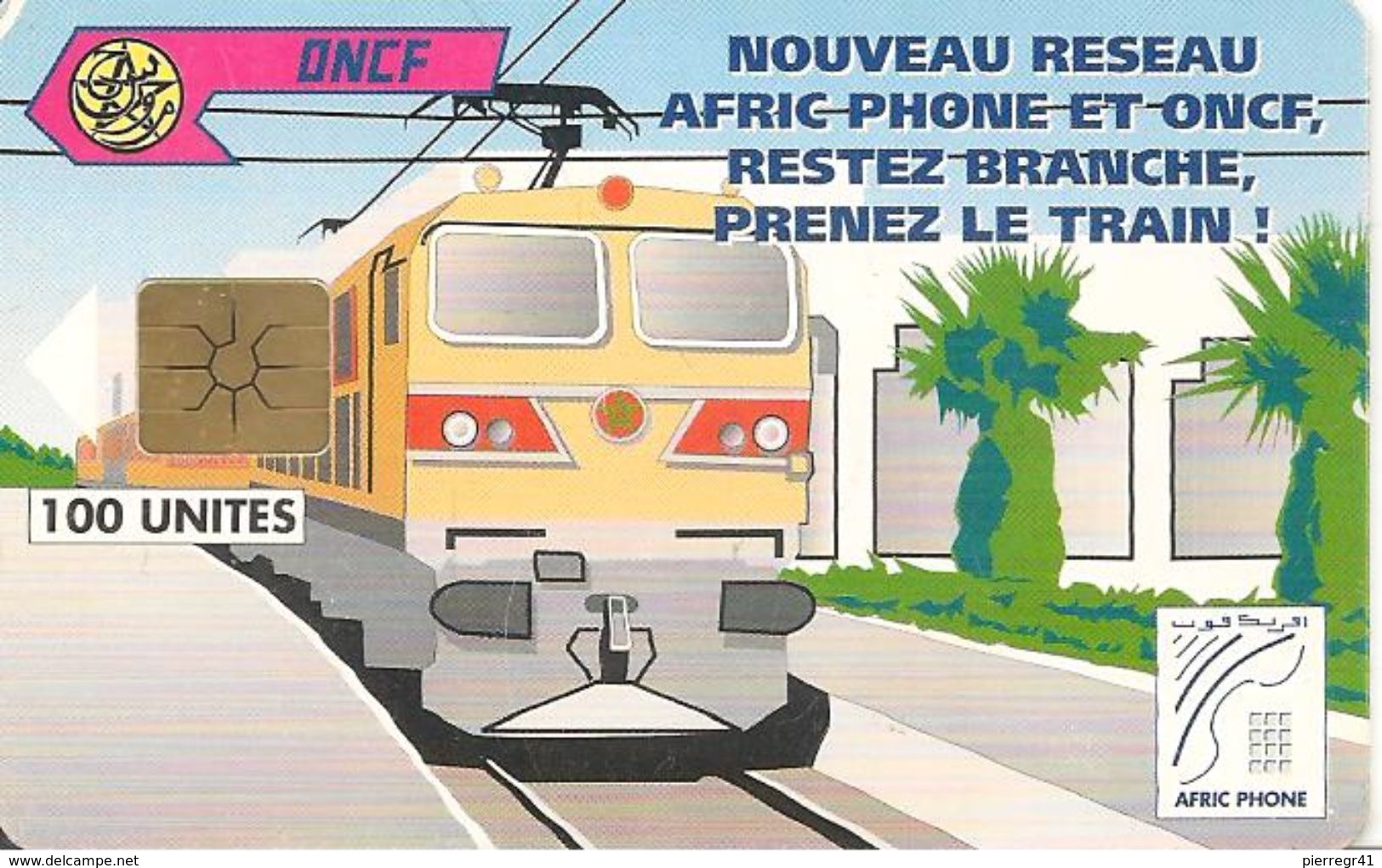 CARTE+PUCE-MAROC-AFRIC PHONE-ONCF-GEM-100 U-TRAIN-UTILISE-TBE - Maroc