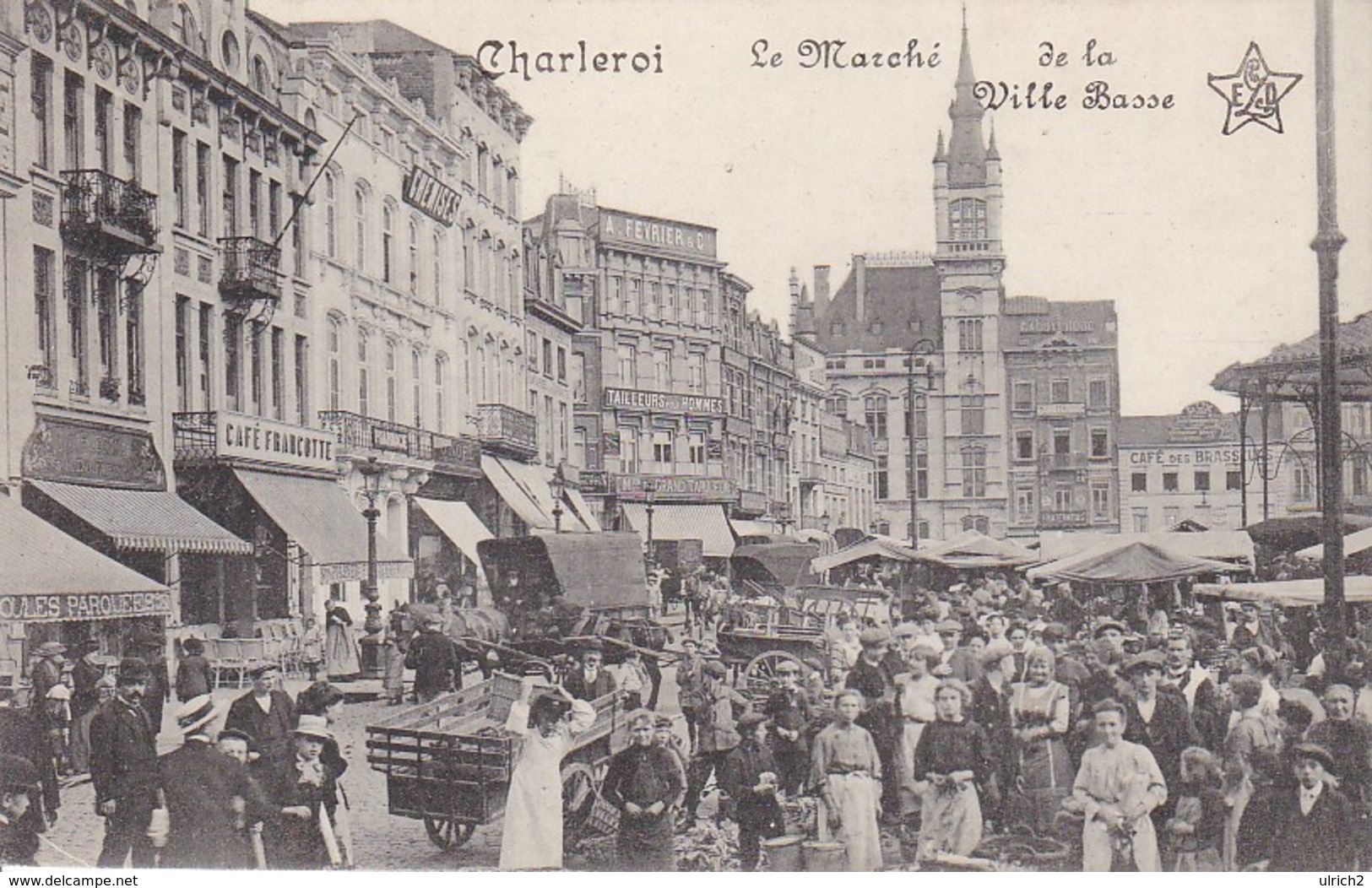 AK Charleroi - Le Marché De La Ville Basse - Feldpost Mons 1915 (32229) - Charleroi