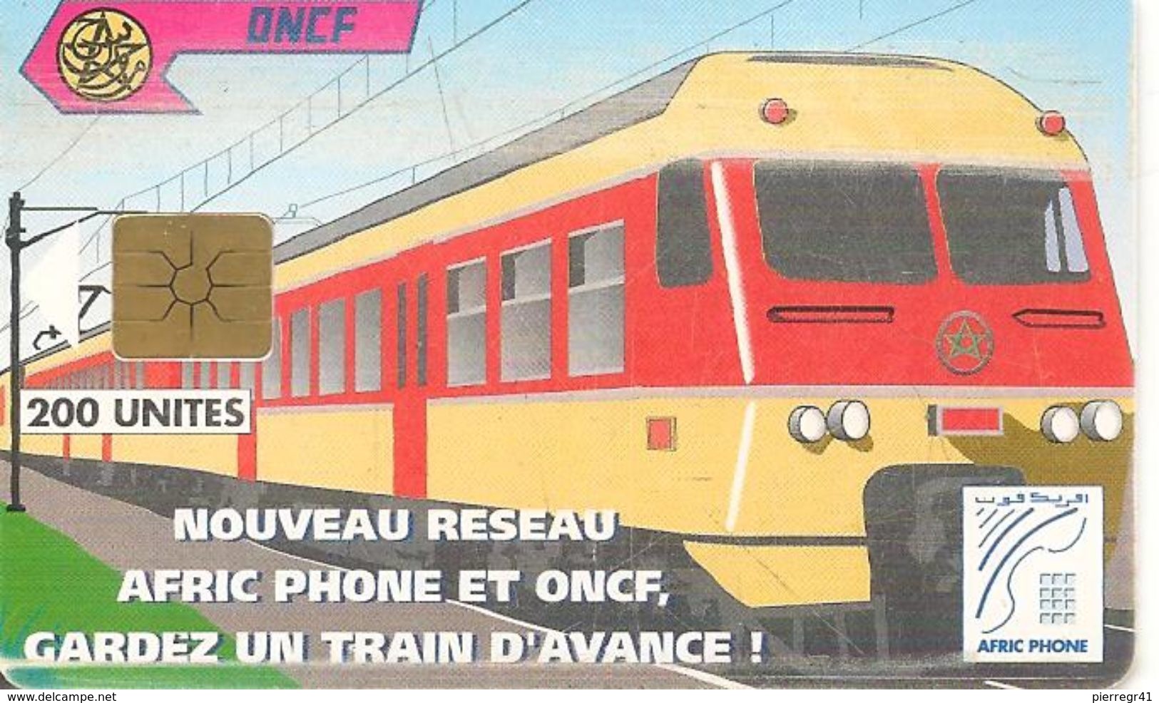 CARTE+PUCE-MAROC-AFRIC PHONE-ONCF-GEM-200 U-TRAIN-UTILISE-TBE - Maroc