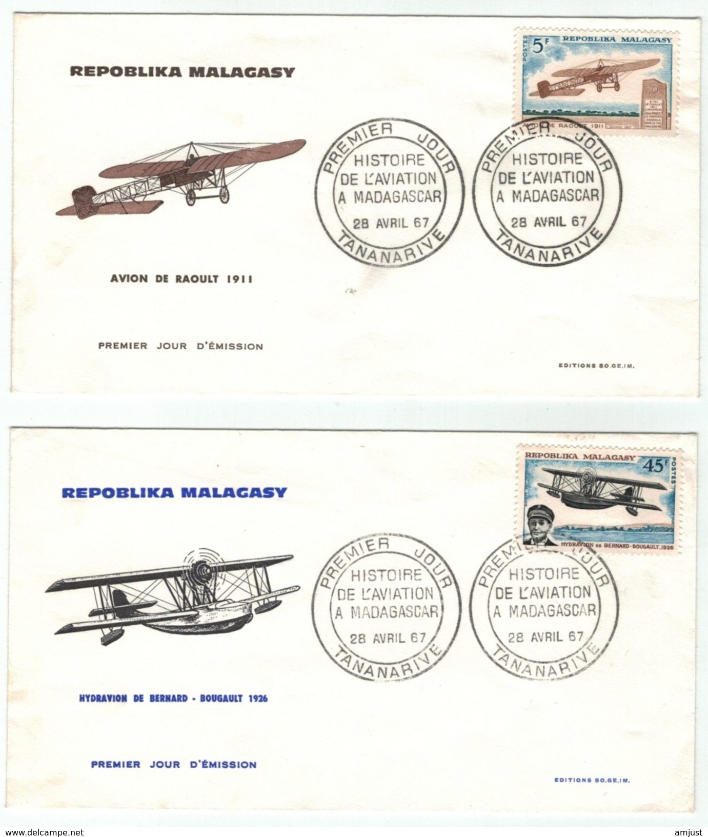 Madagascar //  Histoire De L'aviation à Madagascar (2 Lettres) - Madagaskar (1960-...)