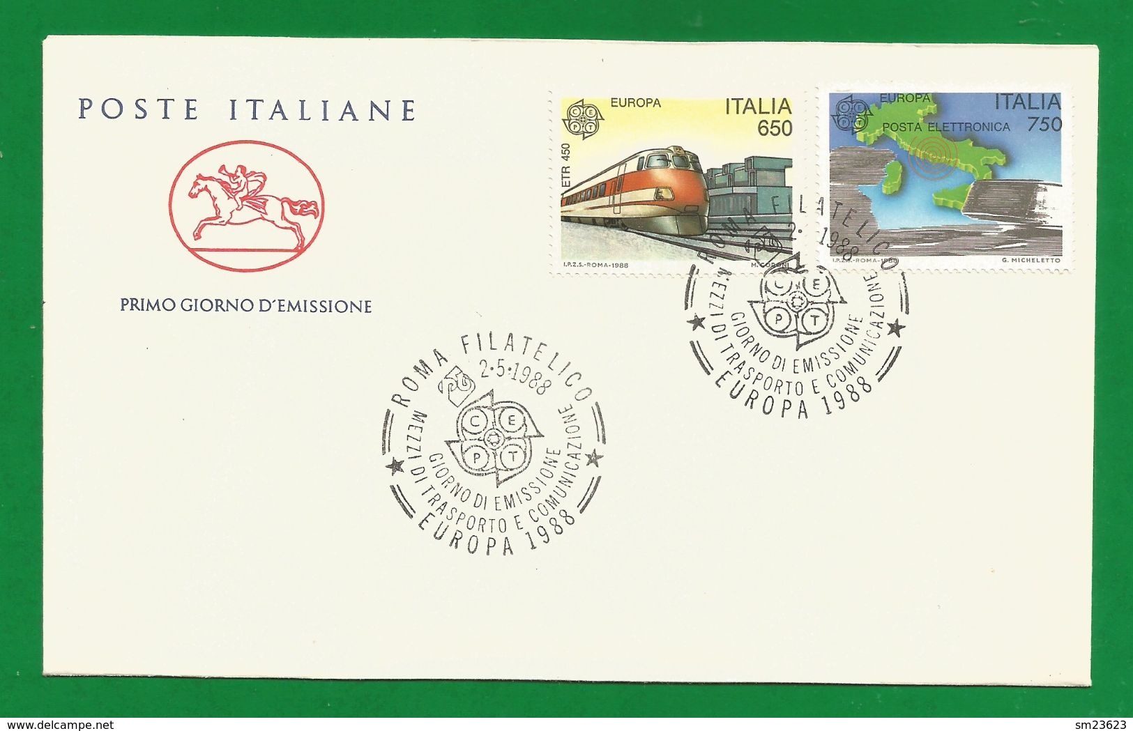 Italien 1988  Mi.Nr. 2043 / 2044 , EUROPA CEPT Transport- Und Kommunikationsmittel - FDC - First Day 2.5.1988 - 1988