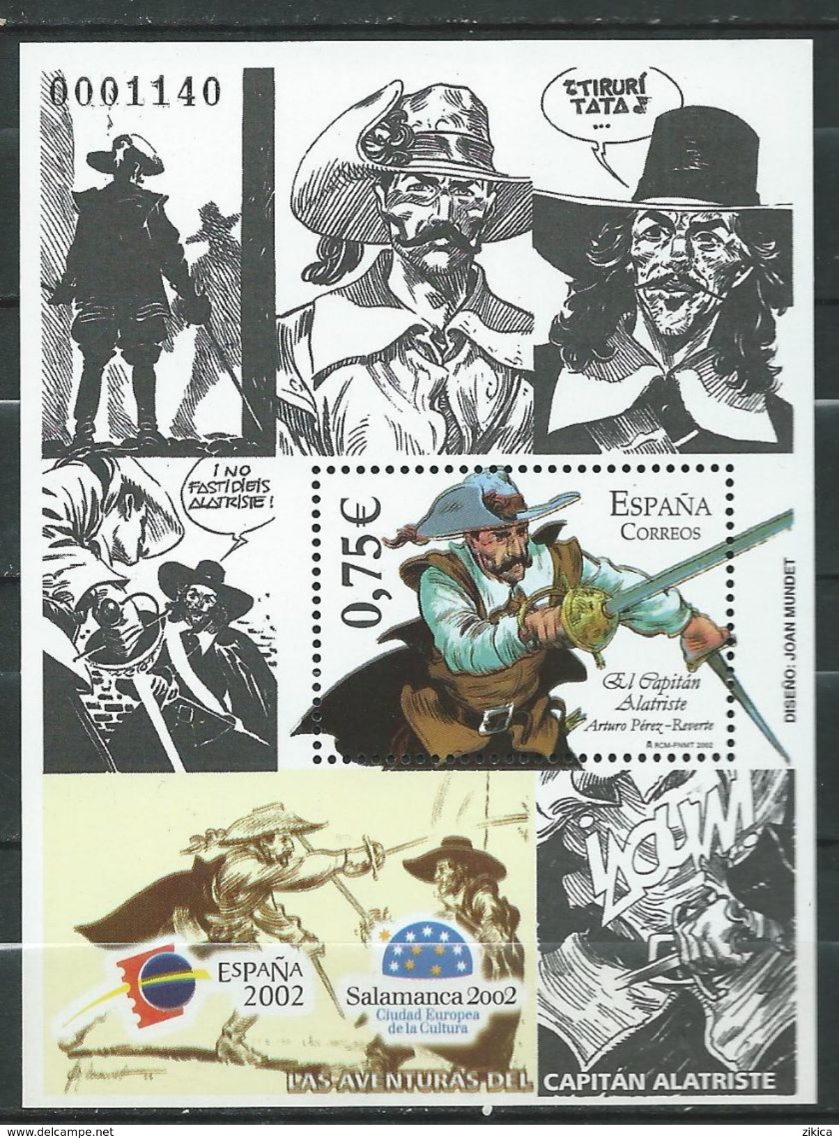 Spain/Espagne - 2002 World Youth Philatelic Exhibition Espana 2002 Salamanca - Captain Alatriste - Comic Strips.S/S. MNH - Neufs