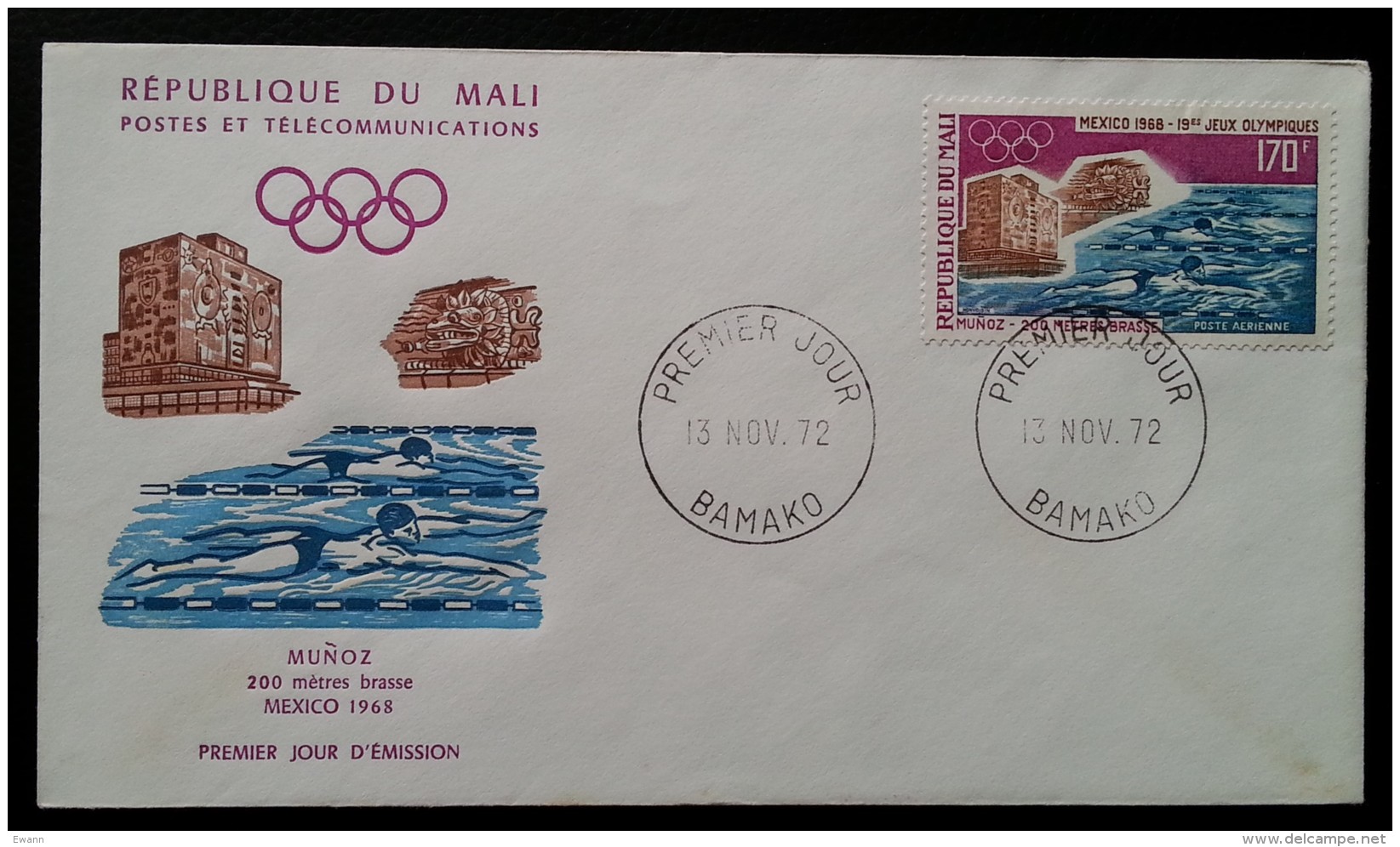 MALI - FDC 1972 - YT Aérien N°163 - Jeux Olympiques Modernes / Sport - Mali (1959-...)