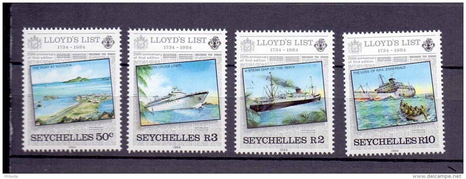 1984 Seyshells - 250 Years Of Lloyd's List - Parallel Issue Of 17 Countries - 4 V Paper - MNH** Mi 554/557 (bsh) - Seychelles (1976-...)