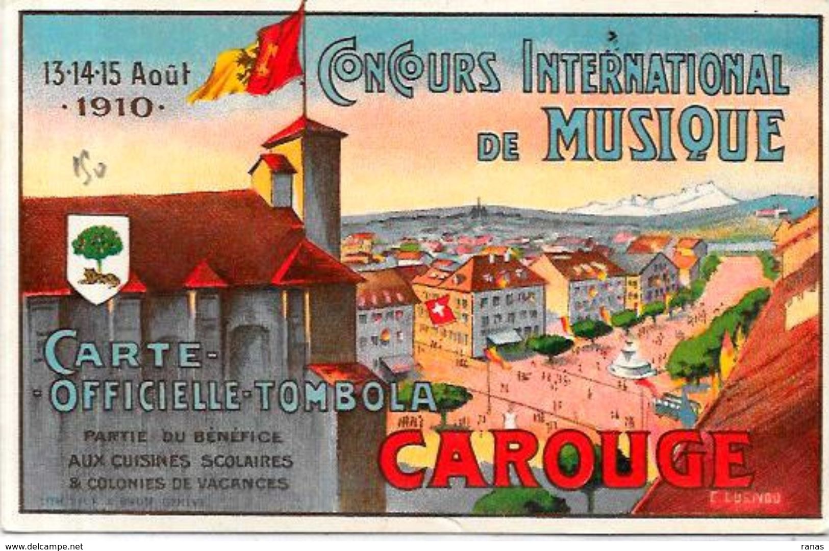 CPA Suisse Helvétia Non Circulé Carouge 1910 Concours De Musique - Carouge