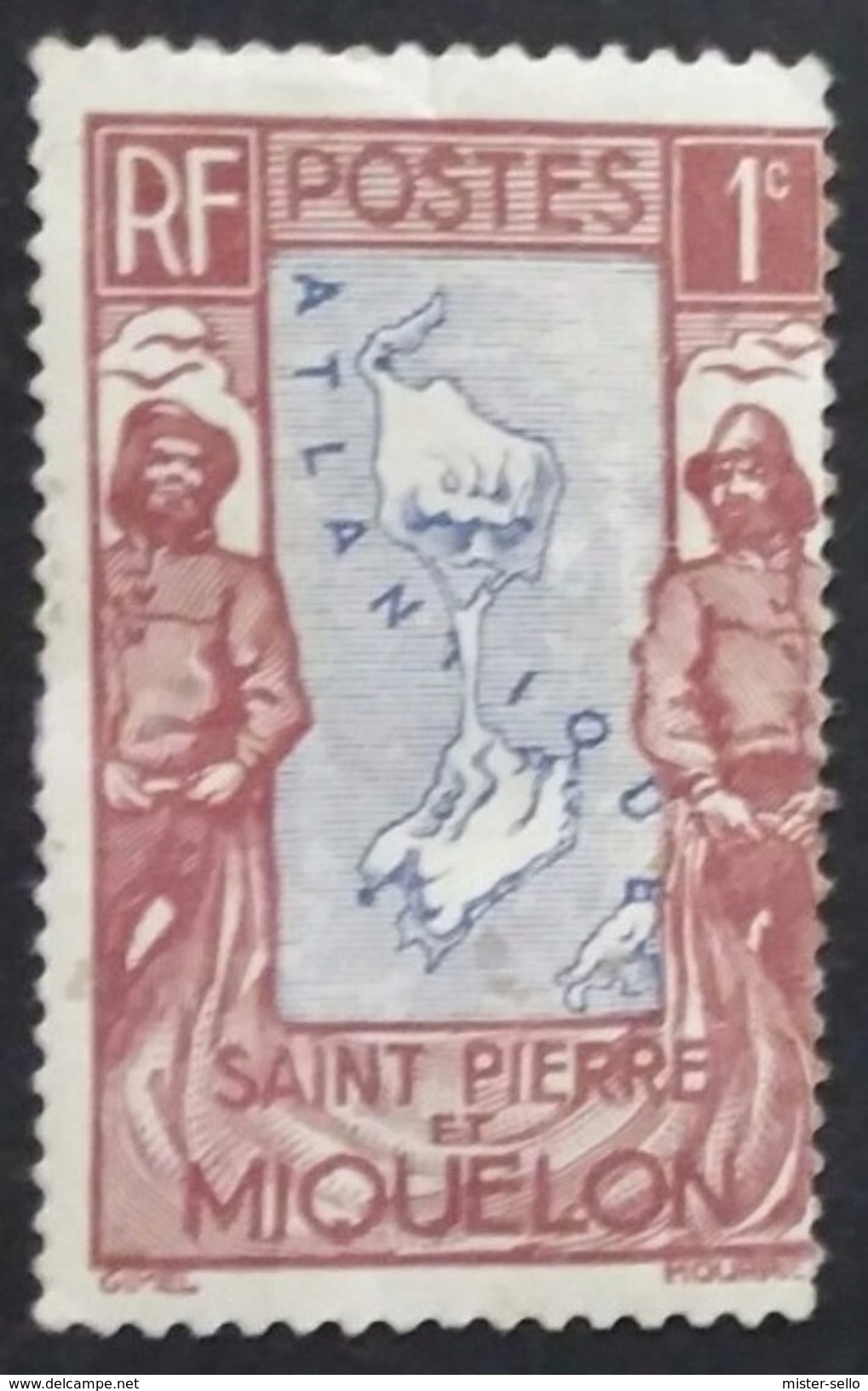 1932 Fishermen & Map Of St. Pierre Et Miquelon. NUEVO - MNH. - Unused Stamps