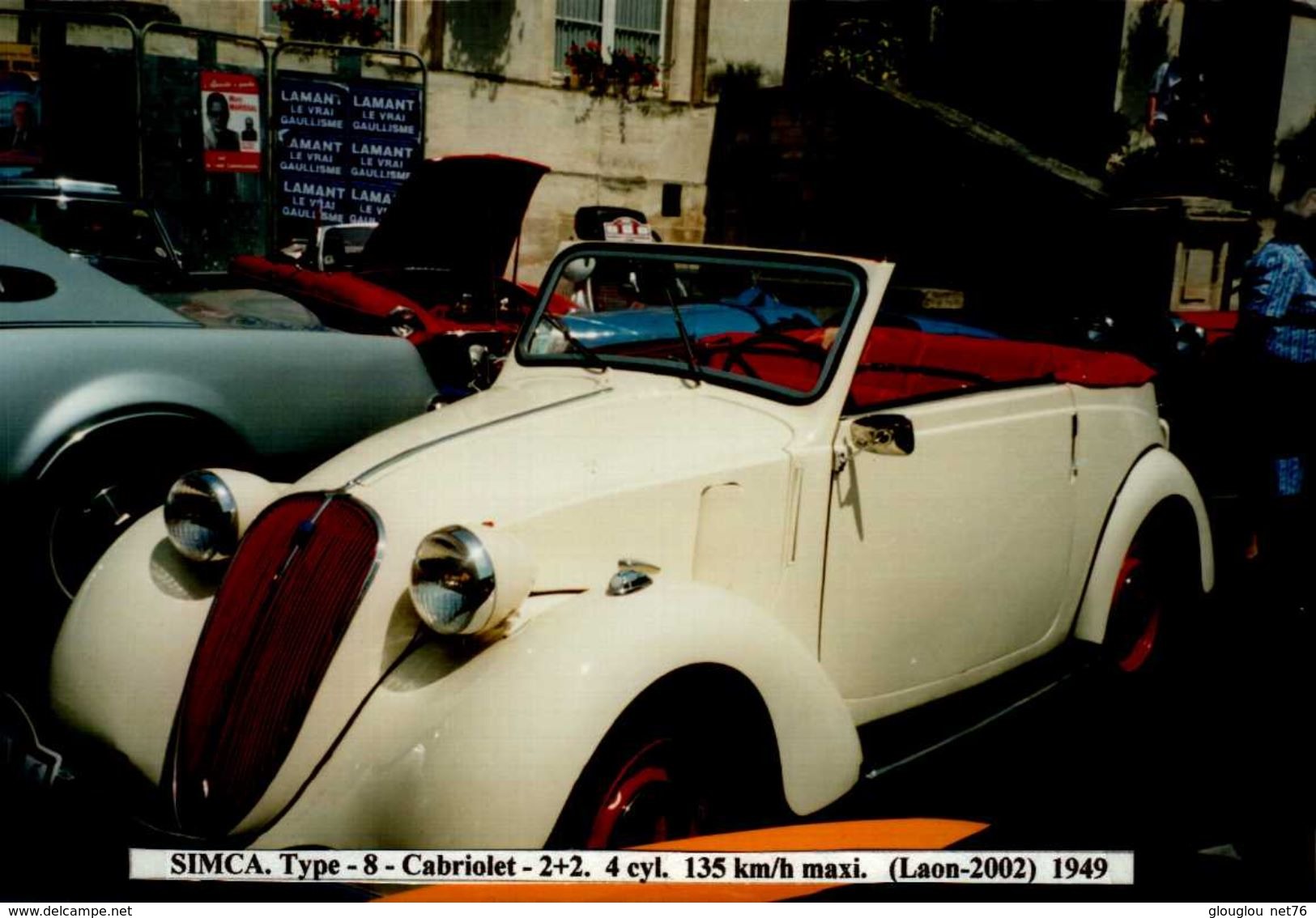 PHOTO 15/10 CM.. SIMCA TYPE -8-CABRIOLET 2+2 ..1949..     DOS VIERGE - Automobiles