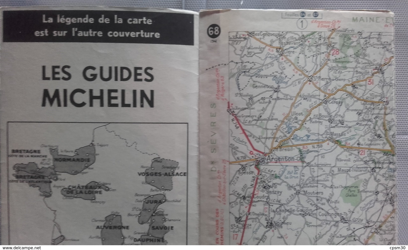 Carte Géographique MICHELIN - N° 068 - NIORT / CHATEAUROUX - 1941 - Roadmaps