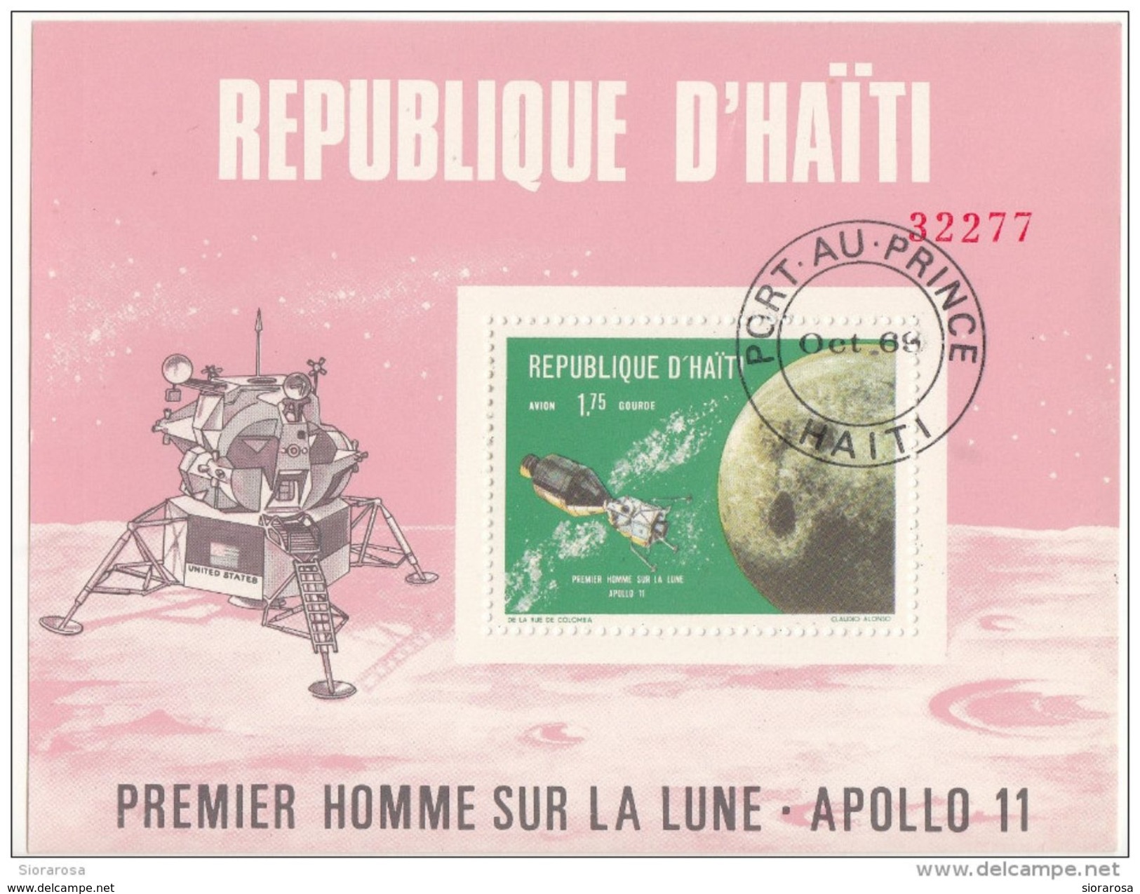 Haiti 1969 Sc. 624H  Apollo 11, First Lunar Landing - Sbarco Sulla Luna Sheet Perf. CTO - North  America