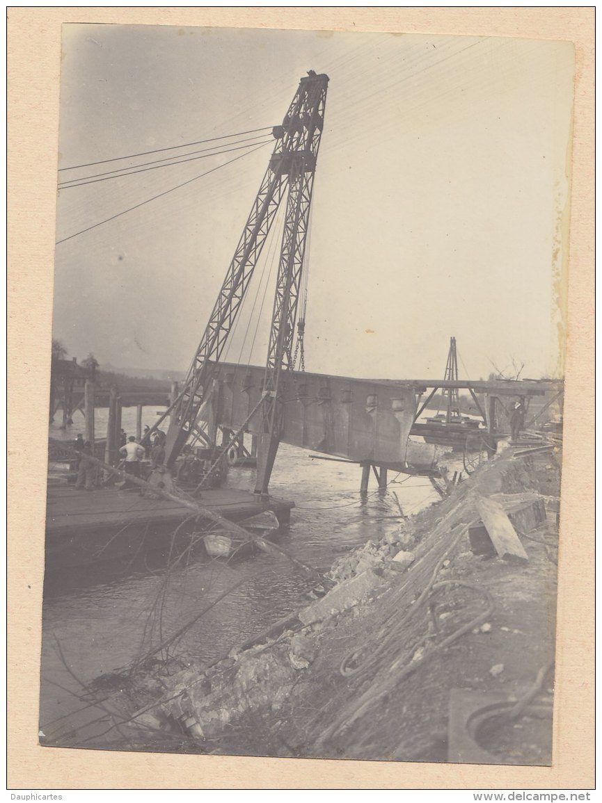 Creil  SAINT MAXIMIN, Nov 1914 : Démolition Du Pont De Laversine. Dernier Tronçon.  Quadruplement. Photo Originale - Trains