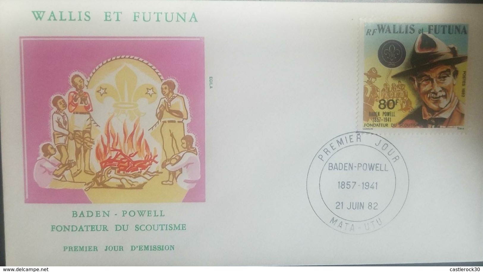 O) 1982 WALLIS AND FUTUNA, SCOUTS, FOUNDER BANDEN POWELL, FDC XF - FDC