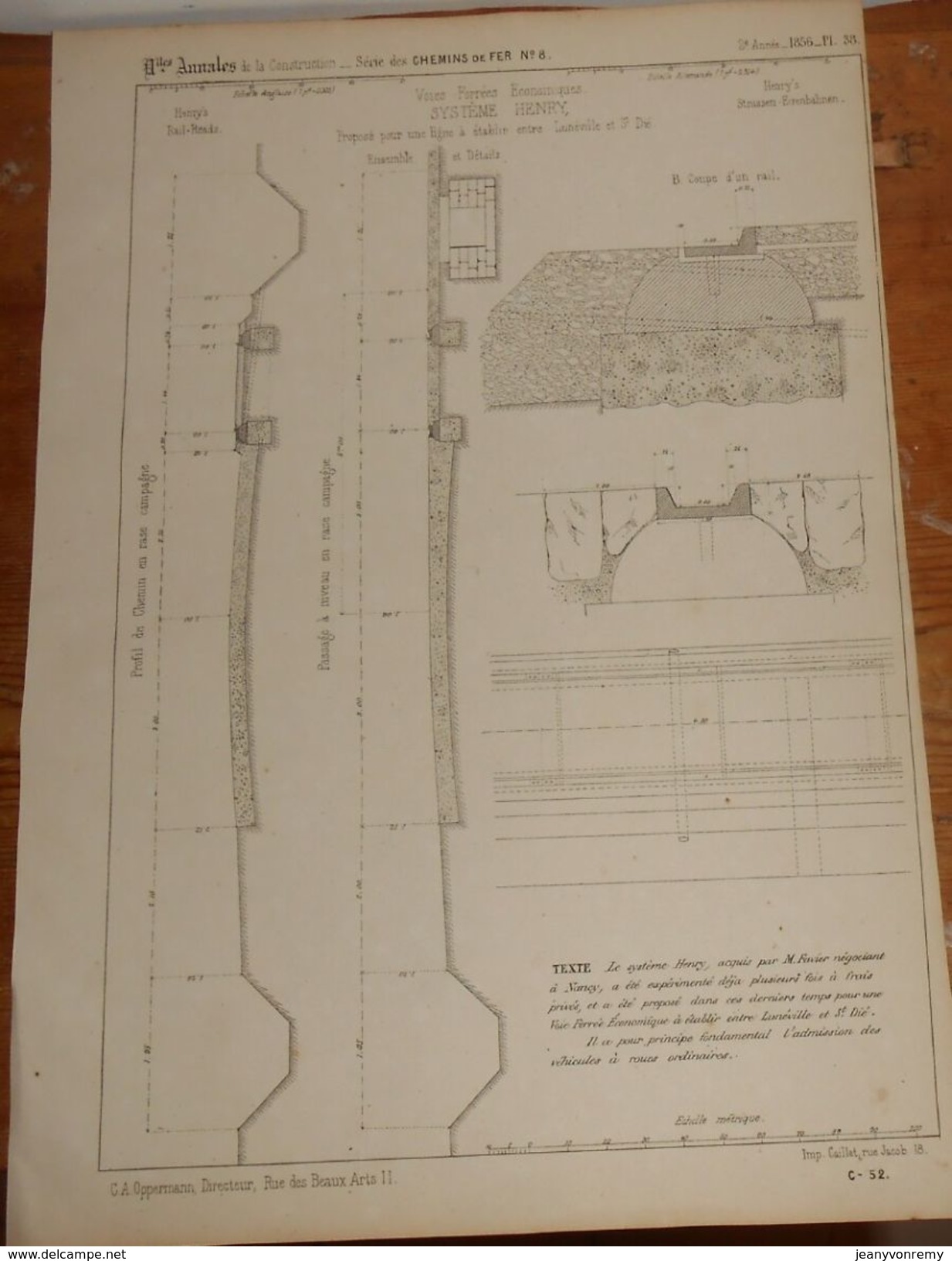 Plan Des Voies Ferrées Système Henry. Pour Joindre Lunéville à Saint Dié Dans Les Vosges. 1856. - Opere Pubbliche