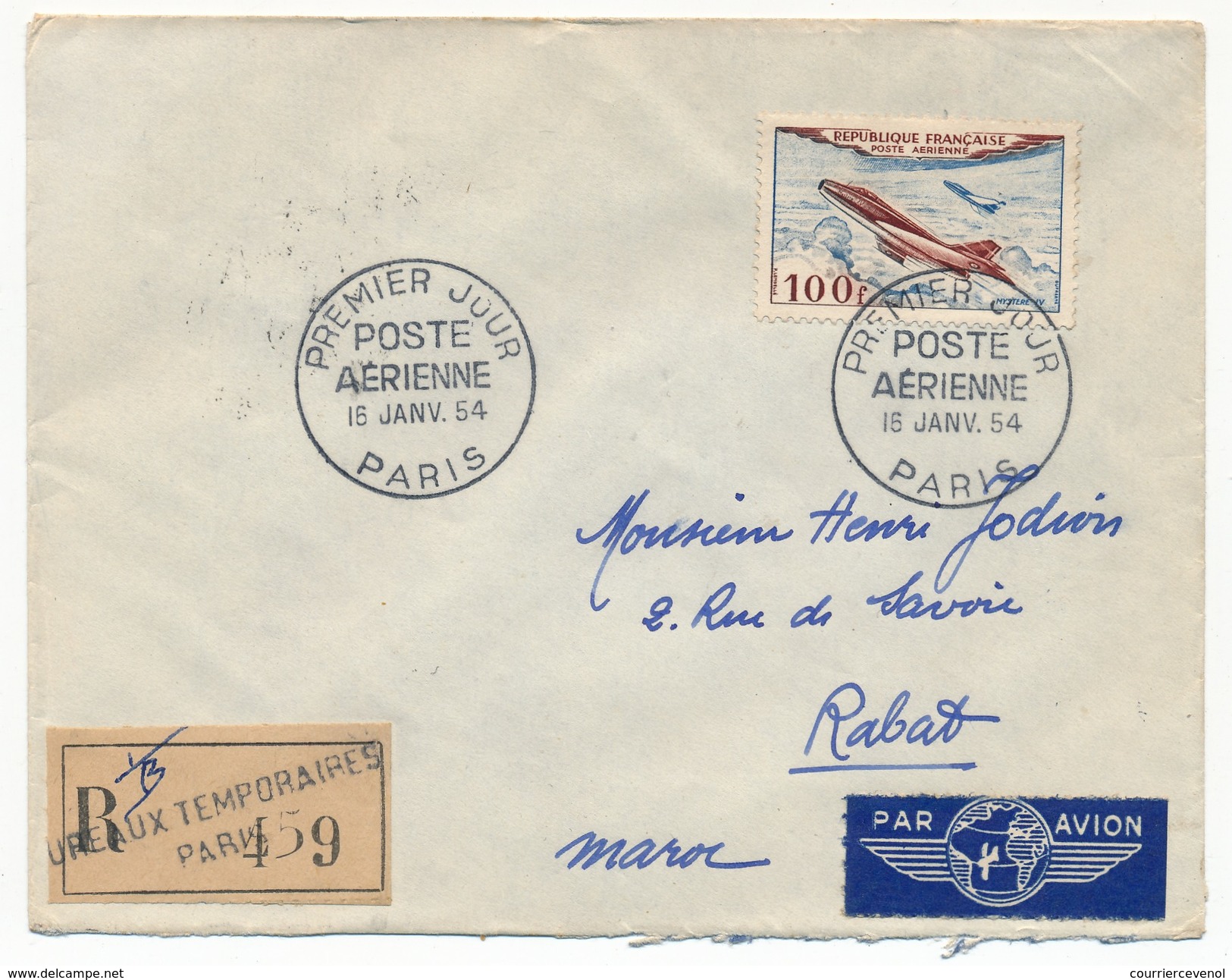 FRANCE - Enveloppe Scotem - Premier Jour - Avion MYSTERE IV - Paris 1954 - Lettres & Documents
