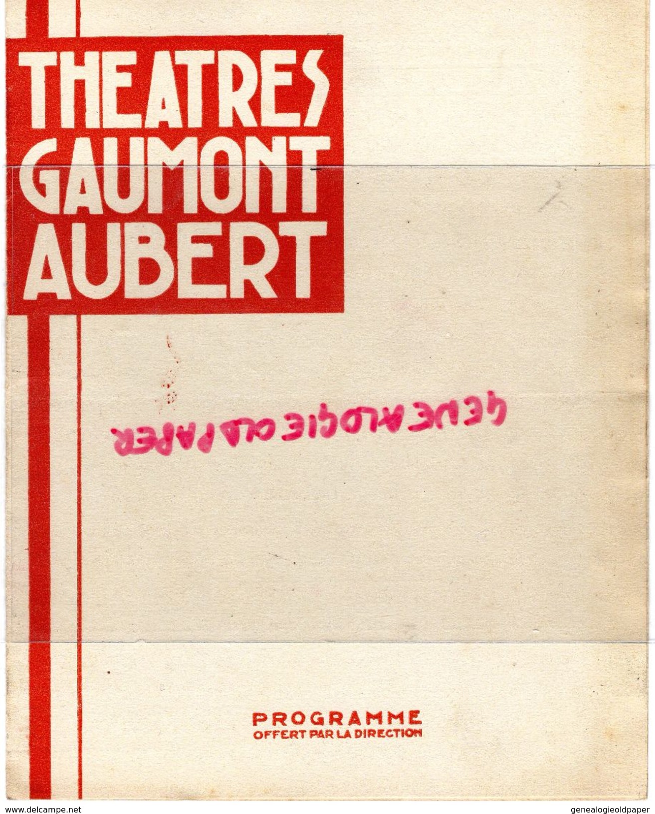 33- BORDEAUX- RARE PROGRAMME THEATRES GAUMONT AUBERT-CLOCHARD-AU GRAMOPHONE -CARDONY-CADIOT-LOUIS LEGER - Programma's