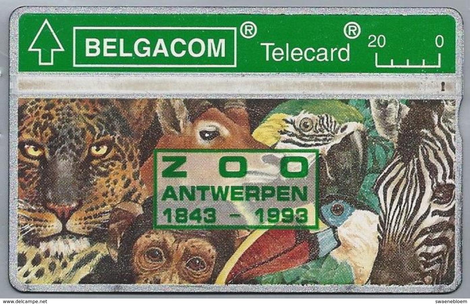 BE.- België. Telecard.- BELGACOM. ZOO ANTWERPEN 1843 - 1993. - 304B72558. ZEBRA. AAP. ARA. PANTER. - GSM-Kaarten, Herlaadbaar & Voorafbetaald