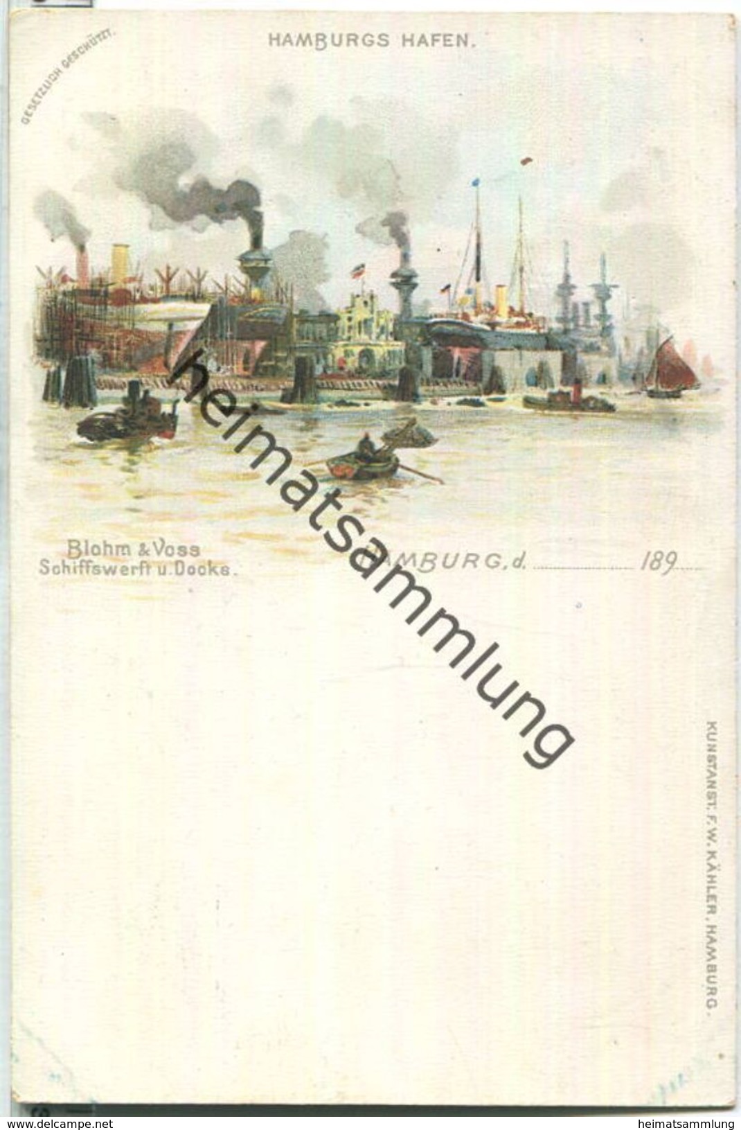 Hamburg - Hafen - Blohm & Voss Schiffswerft - Verlag F. W. Kähler Hamburg - Mitte