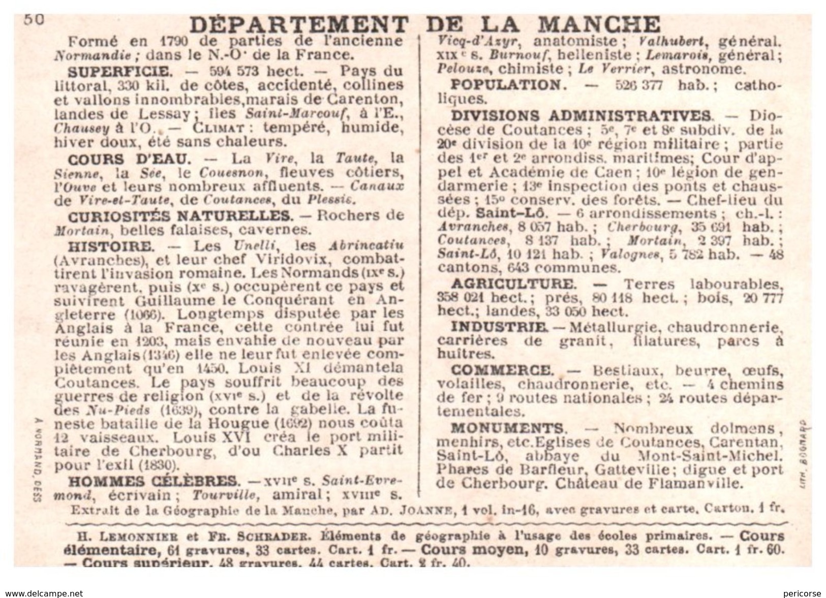 50  Saint Lo   Carte Du Département - Saint Lo